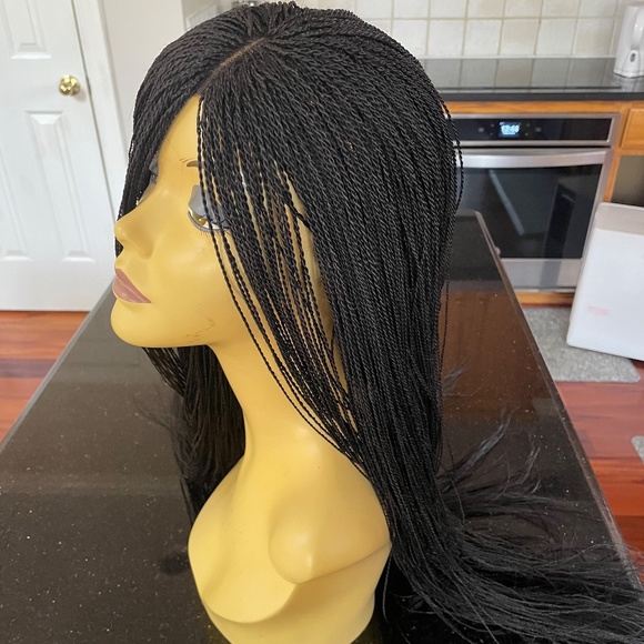 30 inch Hand Braided Micro Twist Lace Front Braided Wig in Black  READY TO SHIP - Picture 4 of 14